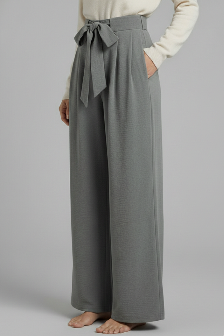 Clarabelle | Women's Palazzo Trousers with Tie Waist and