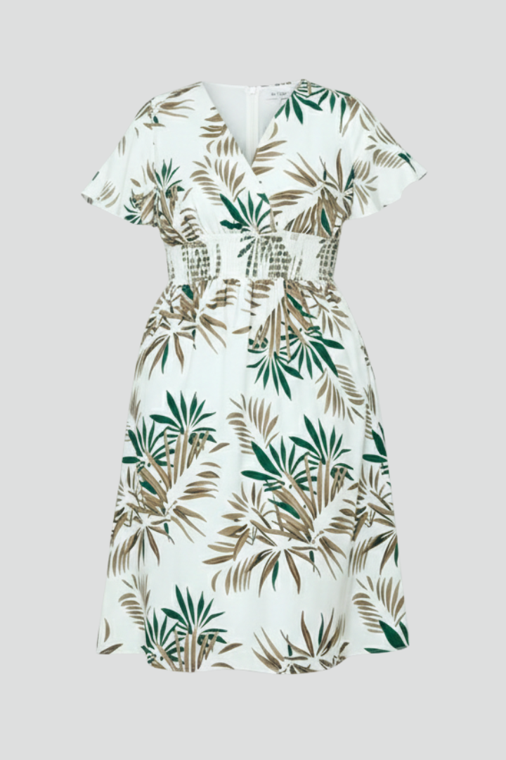Olga | Women's Plus Size Wrap Dress with V-Neckline and Short Sleeves
