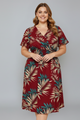 Olga | Women's Plus Size Wrap Dress with V-Neckline and Short Sleeves