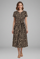 Odalys | Women's Printed Dress with Keyhole Neckline and Waist Tie