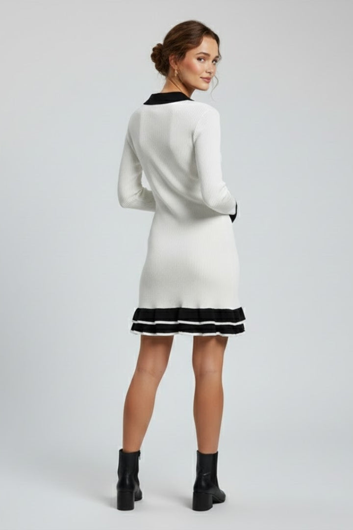 Madora | Women's Ribbed Button Down Dress with Structured Collar