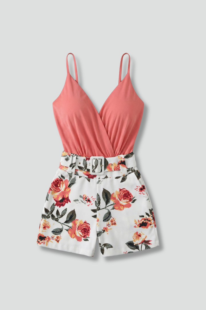 Cleo | Women's Romper Dress with V-Neck and Floral Print