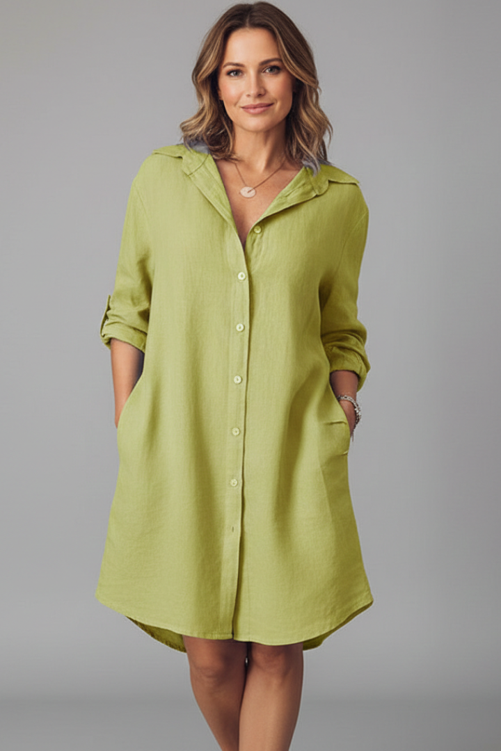 Sidonie | Women's Shirt Dress with Turned Collar and Button Closure