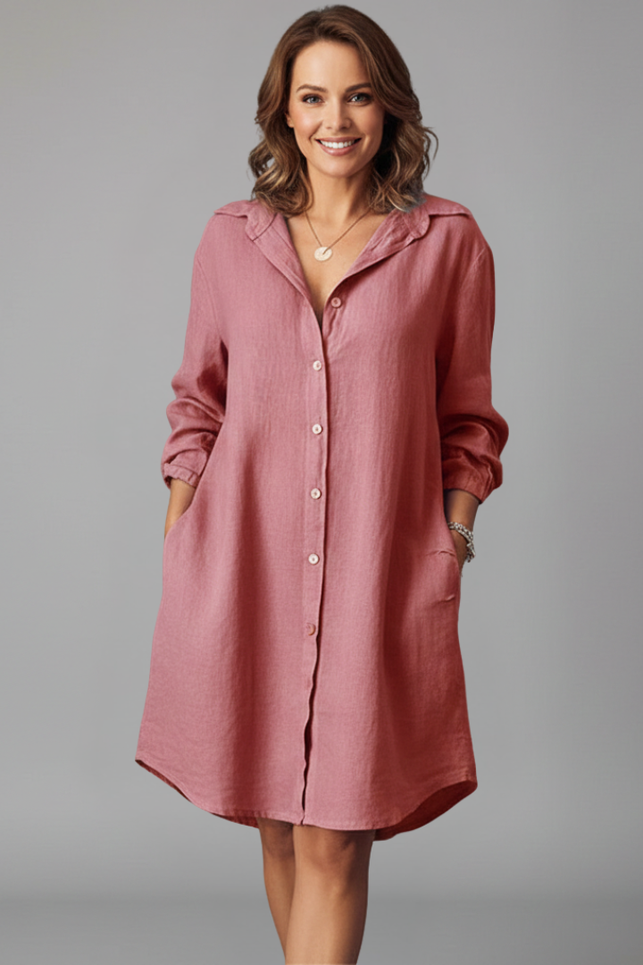 Sidonie | Women's Shirt Dress with Turned Collar and Button Closure