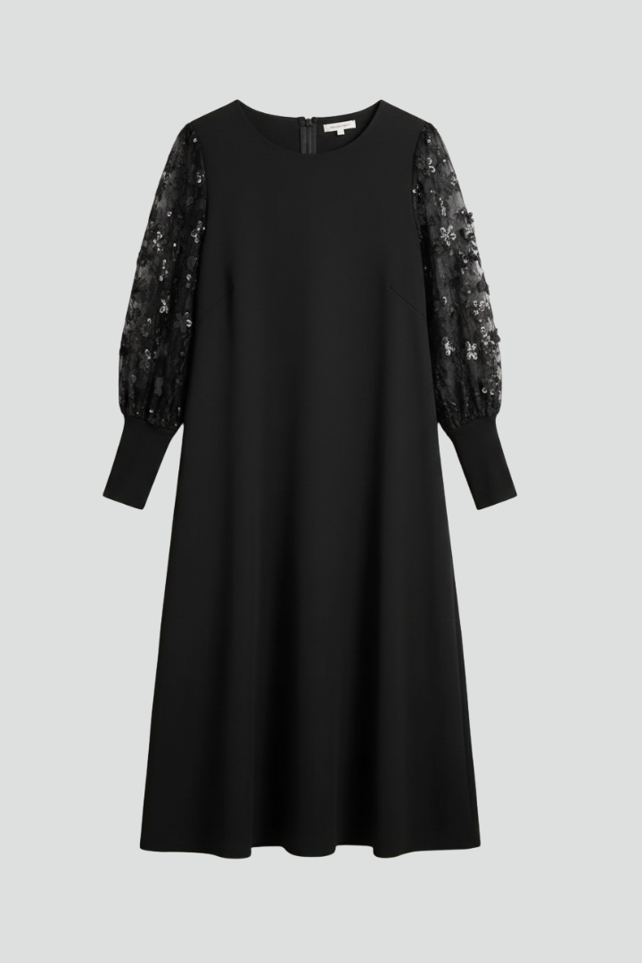 Malvina | Women's Short Dress with Lace Sleeves