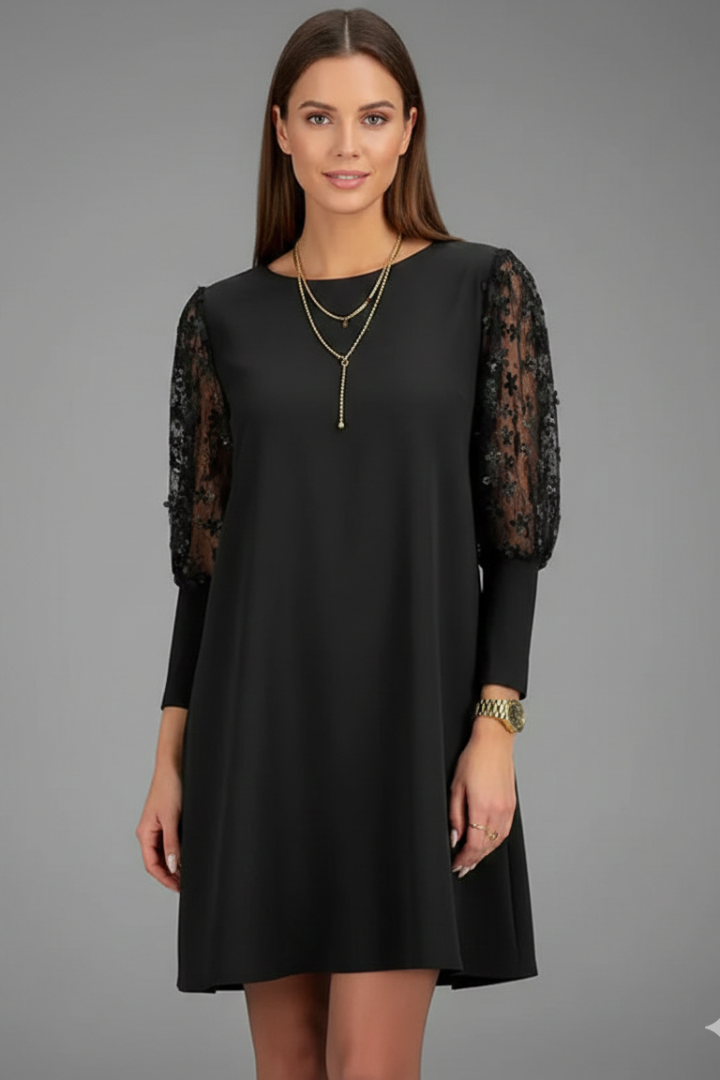 Malvina | Women's Short Dress with Lace Sleeves