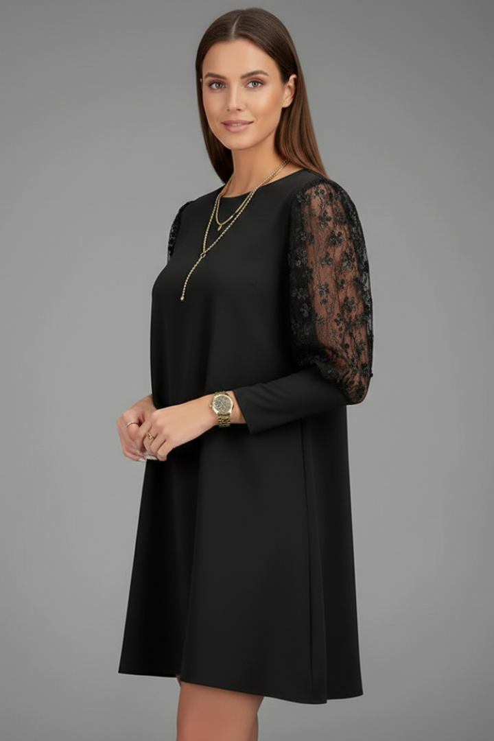 Malvina | Women's Short Dress with Lace Sleeves