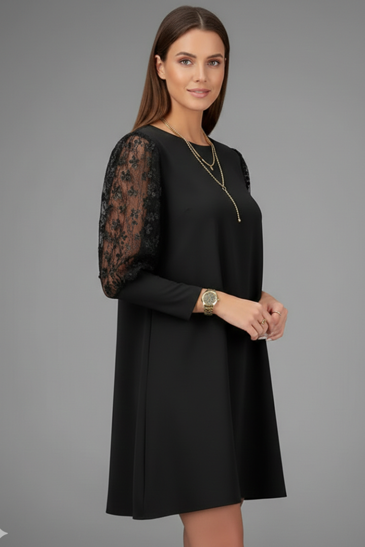 Malvina | Women's Short Dress with Lace Sleeves