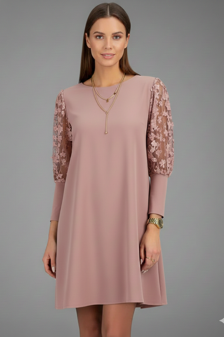 Malvina | Women's Short Dress with Lace Sleeves