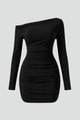 Manon | Women's Short Dress with One-Shoulder Neckline and Ruching