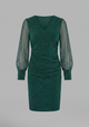 Merritt | Women's Short Dress with V Neckline and Long Sleeves
