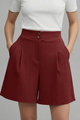Katriel | Women's Shorts with Button Waist and Pleated Front