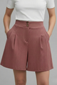Katriel | Women's Shorts with Button Waist and Pleated Front