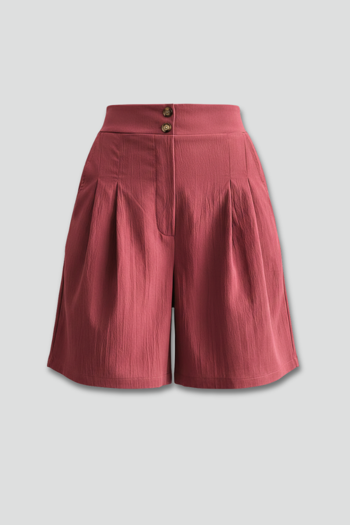 Katriel | Women's Shorts with Button Waist and Pleated Front