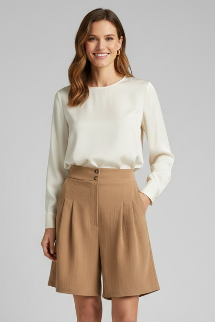 Kyra | Women's Shorts with Button Waist and Wide Legs