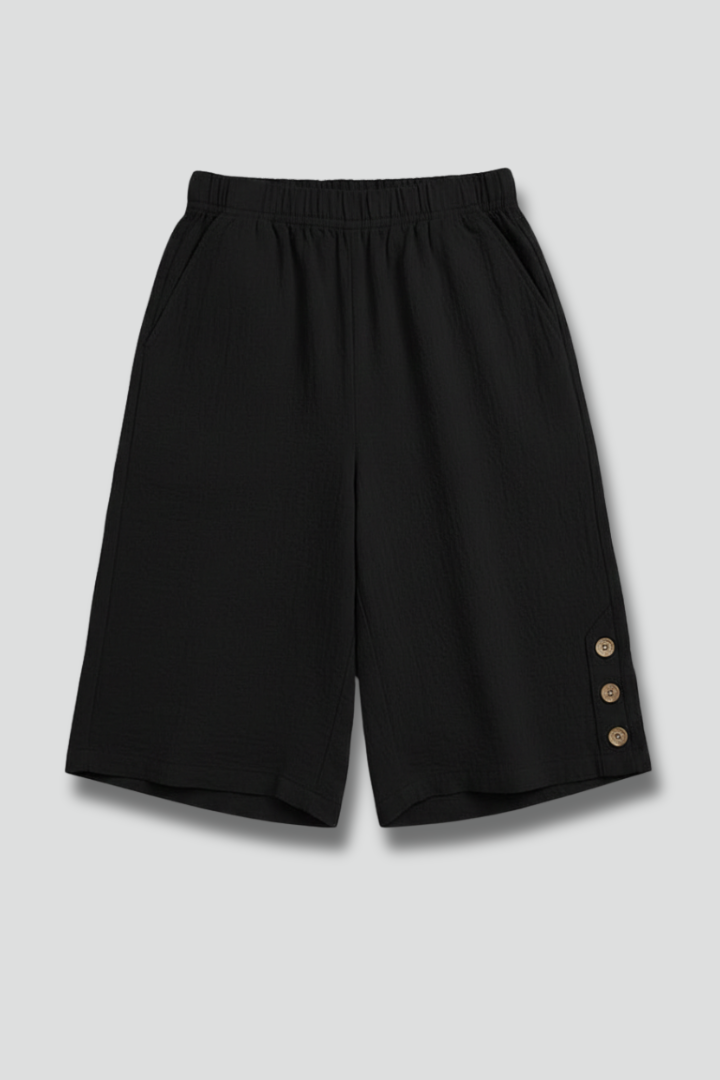 Lalage | Women's Shorts with Elastic Waist and Button Detail