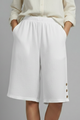 Lalage | Women's Shorts with Elastic Waist and Button Detail
