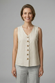 Bonnie | Women's Sleeveless Blouse with V-Neck and Button Front