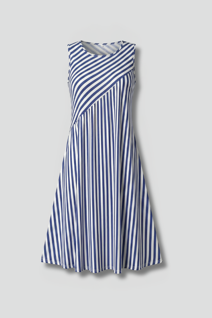 Peony | Women's Sleeveless Dress with Striped Pattern and Relaxed Fit