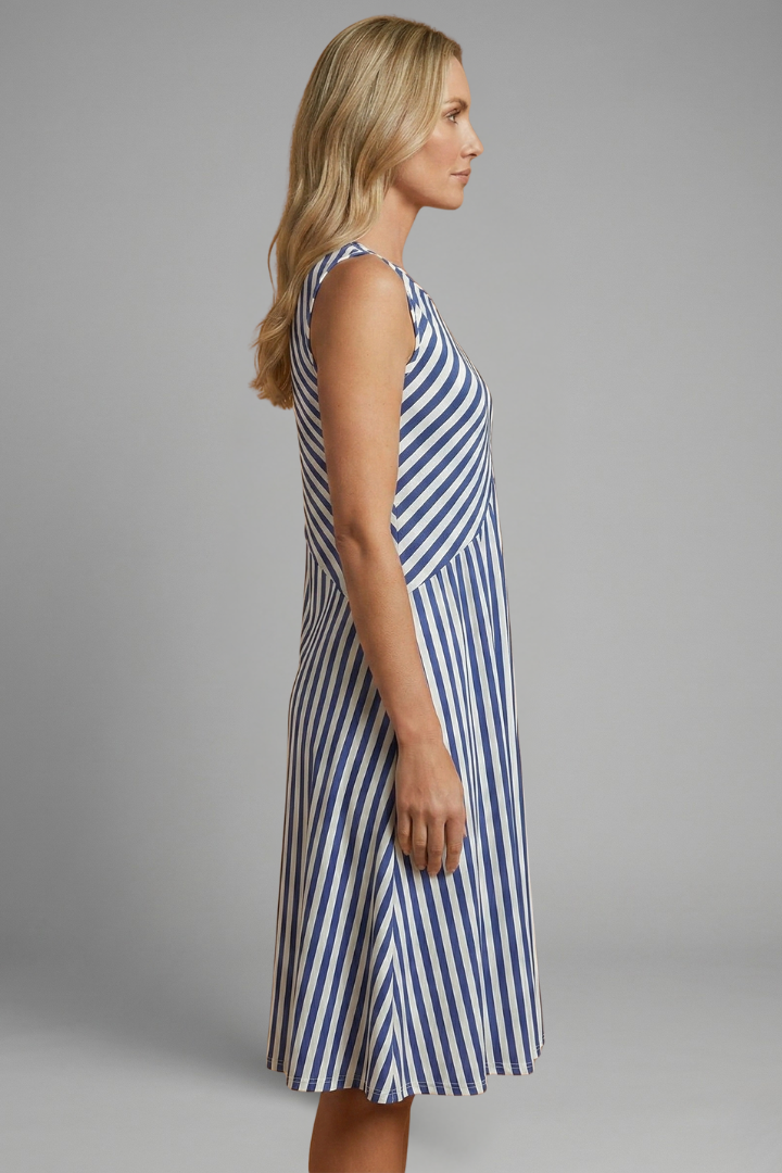 Peony | Women's Sleeveless Dress with Striped Pattern and Relaxed Fit