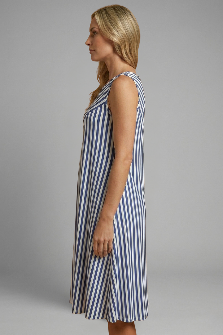 Peony | Women's Sleeveless Dress with Striped Pattern and Relaxed Fit