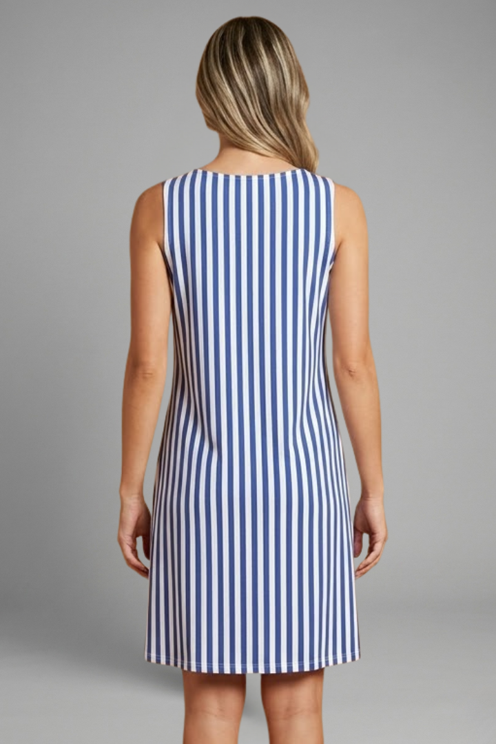 Peony | Women's Sleeveless Dress with Striped Pattern and Relaxed Fit