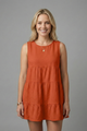 Cambria | Women's Sleeveless Top with Round Neck and Tiered Hem