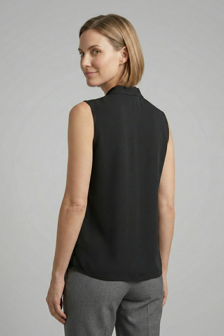 Carmen | Women's Sleeveless Top with V-Neck and Pleated Front