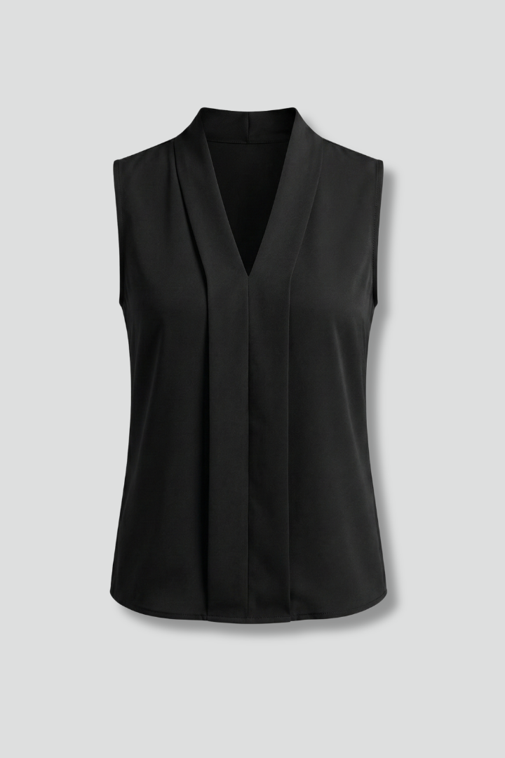Carmen | Women's Sleeveless Top with V-Neck and Pleated Front