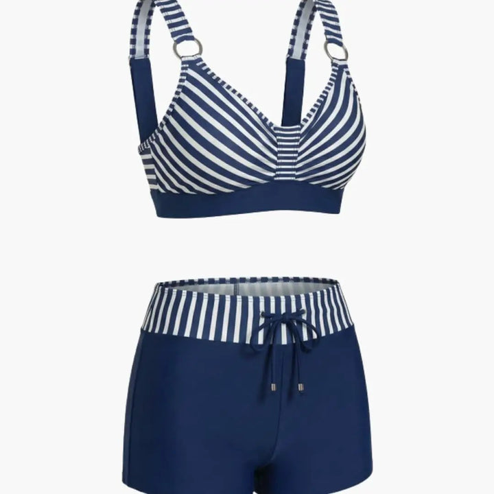 Berta | Women's Striped Bikini Set with Shorts - image 1