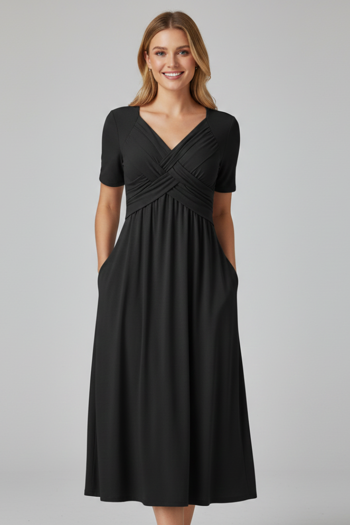 Raquel | Women's Summer Dress with V-neck and Short Sleeves