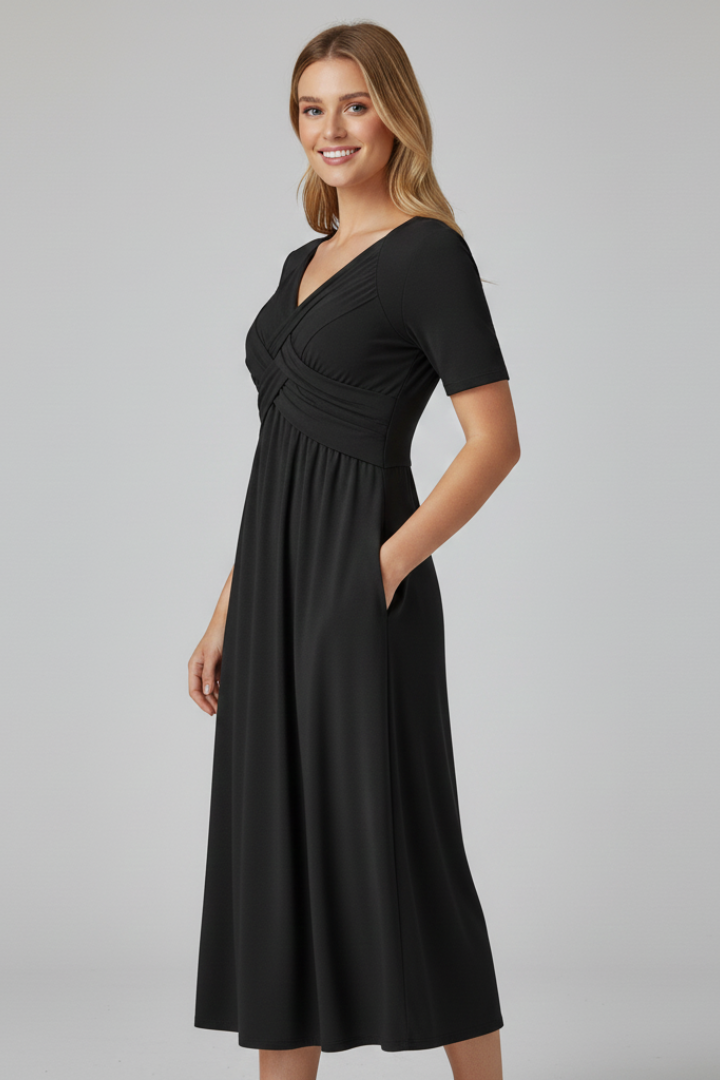 Raquel | Women's Summer Dress with V-neck and Short Sleeves