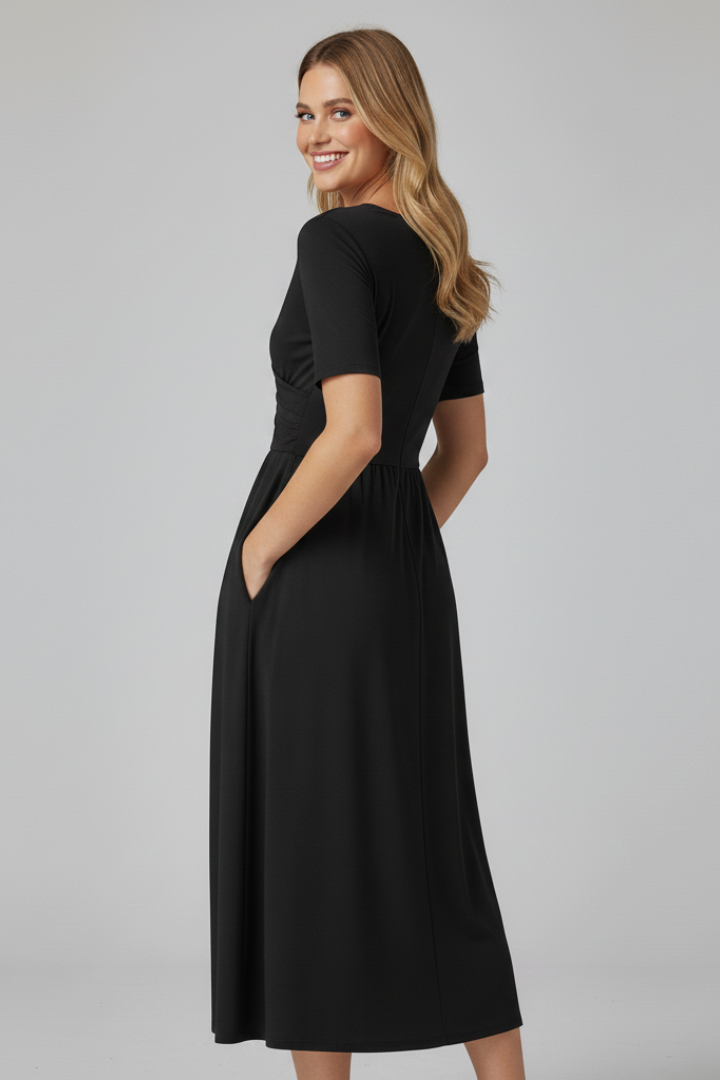 Raquel | Women's Summer Dress with V-neck and Short Sleeves