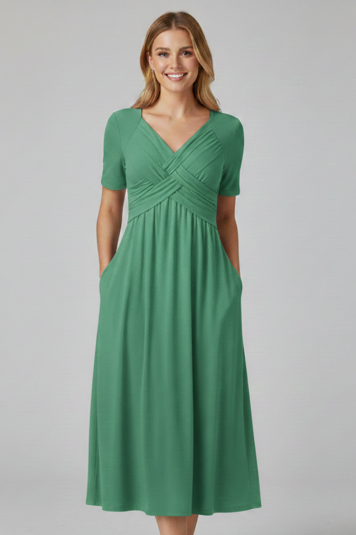 Raquel | Women's Summer Dress with V-neck and Short Sleeves