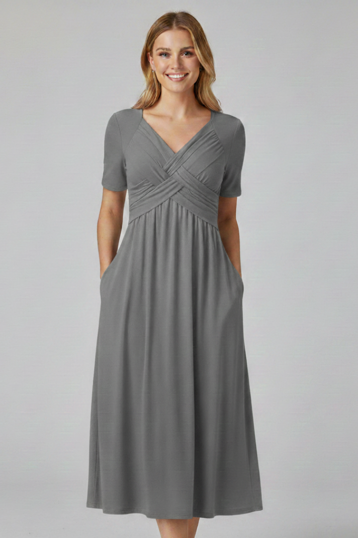 Raquel | Women's Summer Dress with V-neck and Short Sleeves