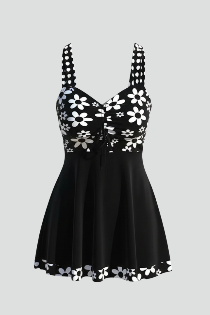 Monique | Women's Swim Dress with Halter Neck and Printed Surface