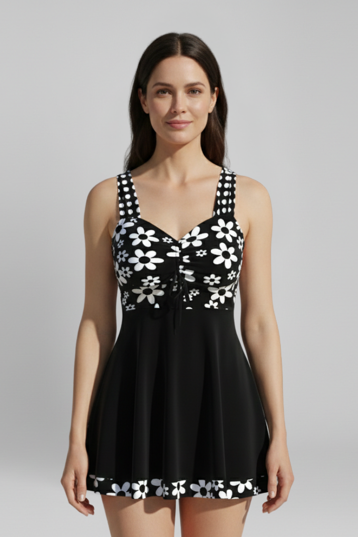 Monique | Women's Swim Dress with Halter Neck and Printed Surface