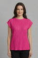 Charis | Women's T-Shirt with High Neckline and Pleated Surface