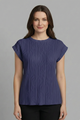 Charis | Women's T-Shirt with High Neckline and Pleated Surface