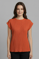 Charis | Women's T-Shirt with High Neckline and Pleated Surface