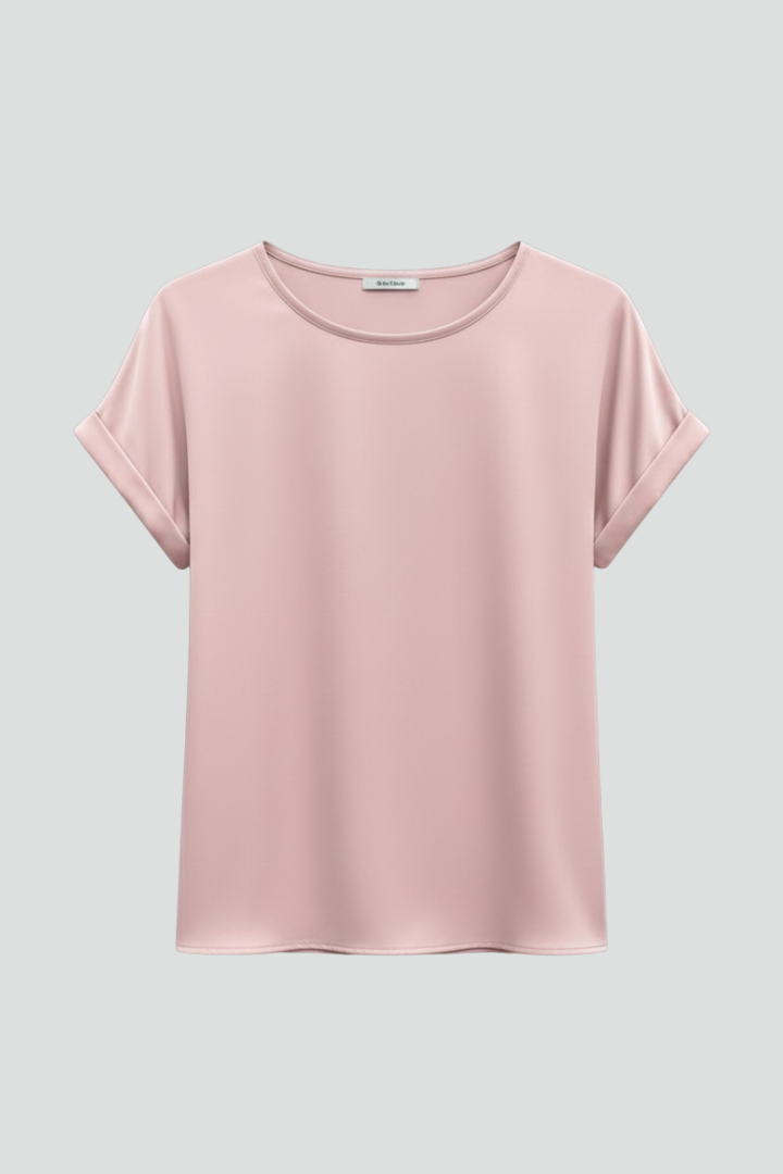 Vivienne | Women’s T-Shirt with Round Neckline and Rolled Sleeves