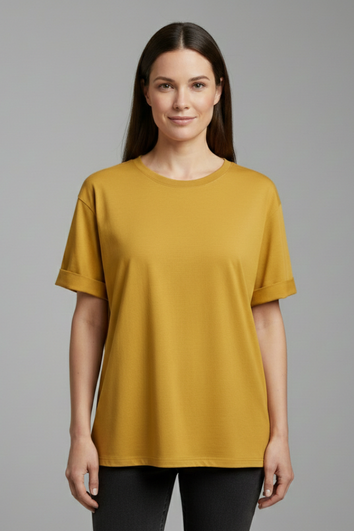 Vivienne | Women’s T-Shirt with Round Neckline and Rolled Sleeves