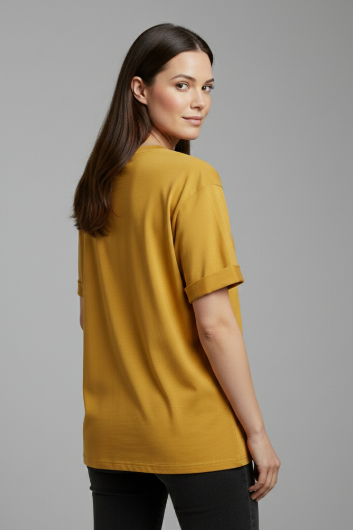 Vivienne | Women’s T-Shirt with Round Neckline and Rolled Sleeves