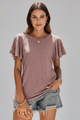 Birgit | Women's T-Shirt with Round Neckline and Ruffle Sleeves