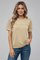 Columbine | Women's T-Shirt with Round Neckline and Textured Sleeves