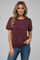 Columbine | Women's T-Shirt with Round Neckline and Textured Sleeves