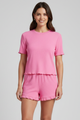 Haven | Women's Top and Shorts Set with Round Neck and Ruffle Hem