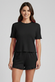 Haven | Women's Top and Shorts Set with Round Neck and Ruffle Hem