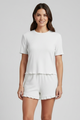 Haven | Women's Top and Shorts Set with Round Neck and Ruffle Hem