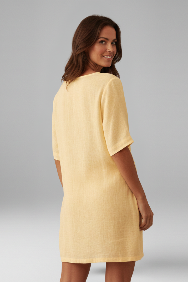 Marthe | Women's Tunic Dress with V-Neck and Short Sleeves